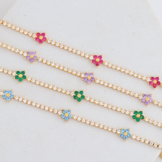 Flower Tennis Necklace