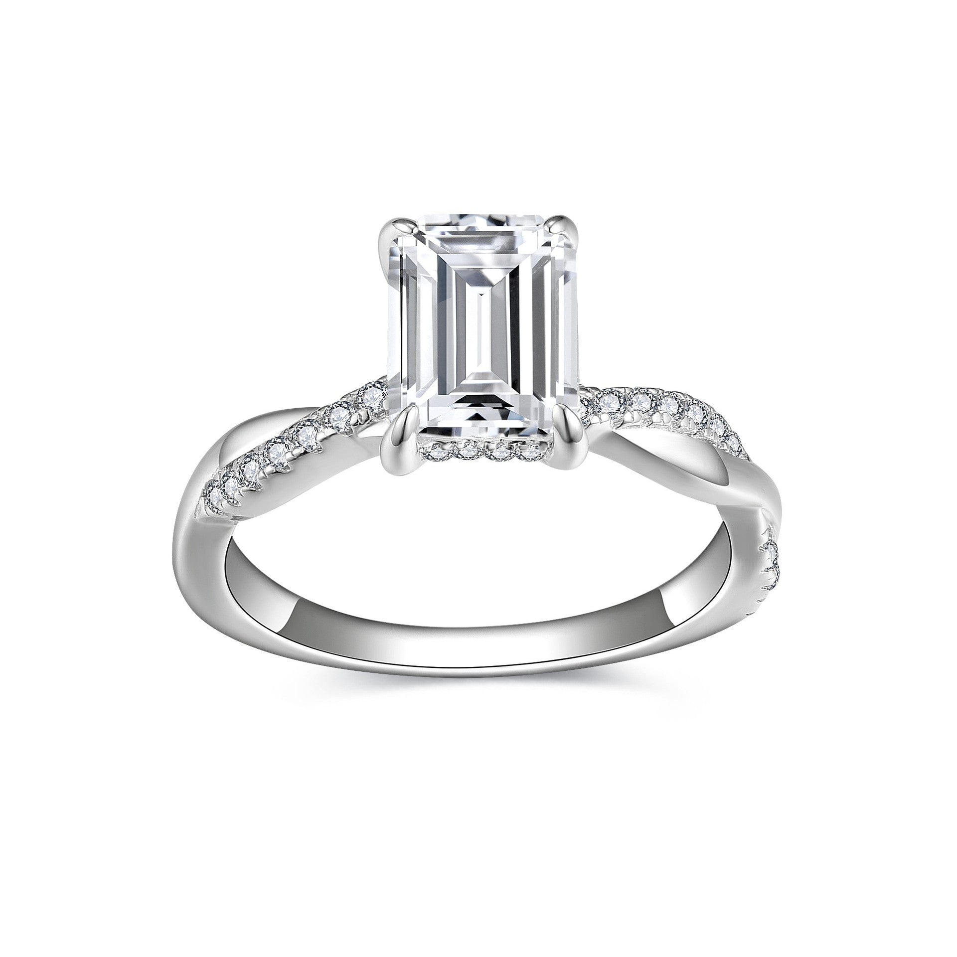 'FOREVER LOVE' EMERALD CUT MOISSANITE RING -2CT