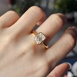 "Lover" Bezel Emerald Cut Moissanite Ring - 3ct