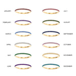 Silver Triple Birthstone Band Stackable Rings - camillaboutiqueshop