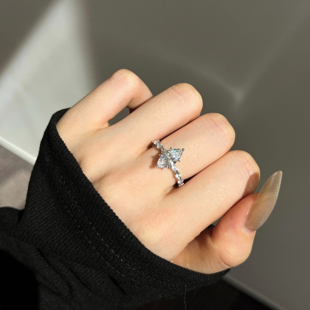 Marquise-Cut Simulated Diamond Ring
