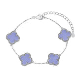 Classic Sterling Silver Diamond clover Bracelet