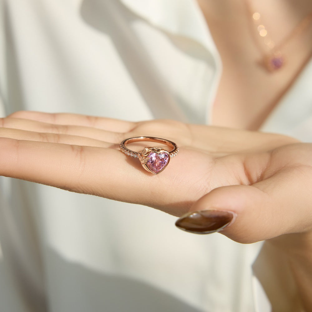 Pink Rose Heart Ring - camillaboutiqueshop