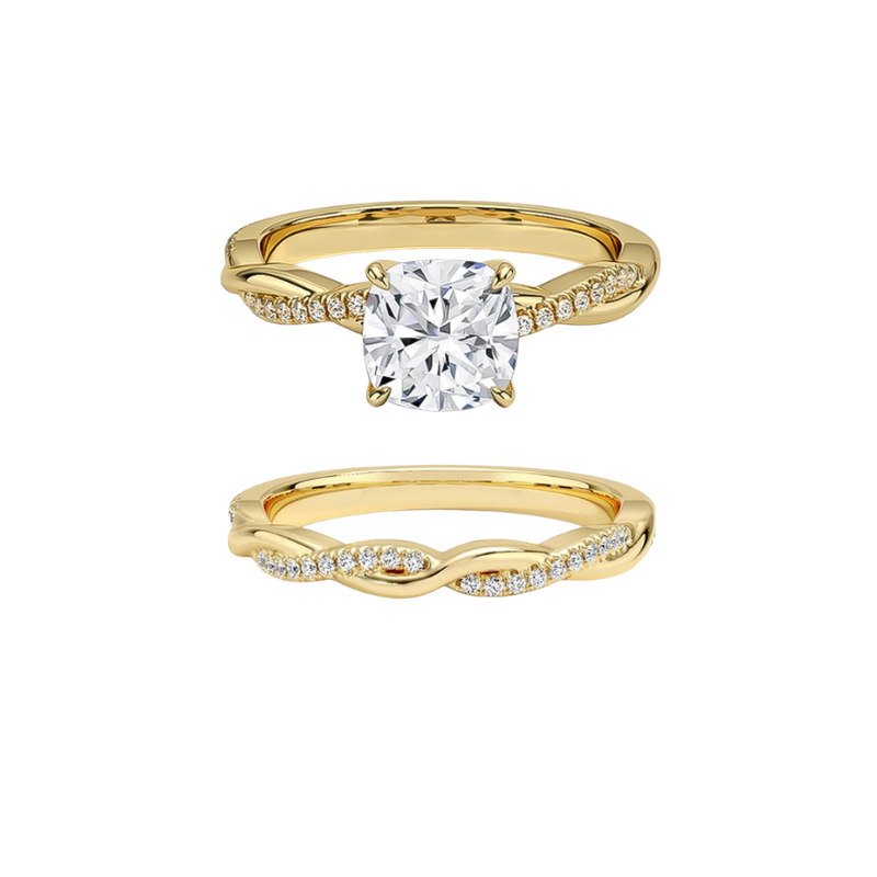 'FOREVER LOVE' CUSHION MOISSANITE RING SET 2CT
