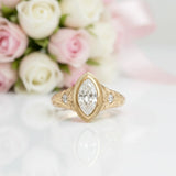 "Vintage Beloved"Marquise Cut Moissanite Ring-3ct