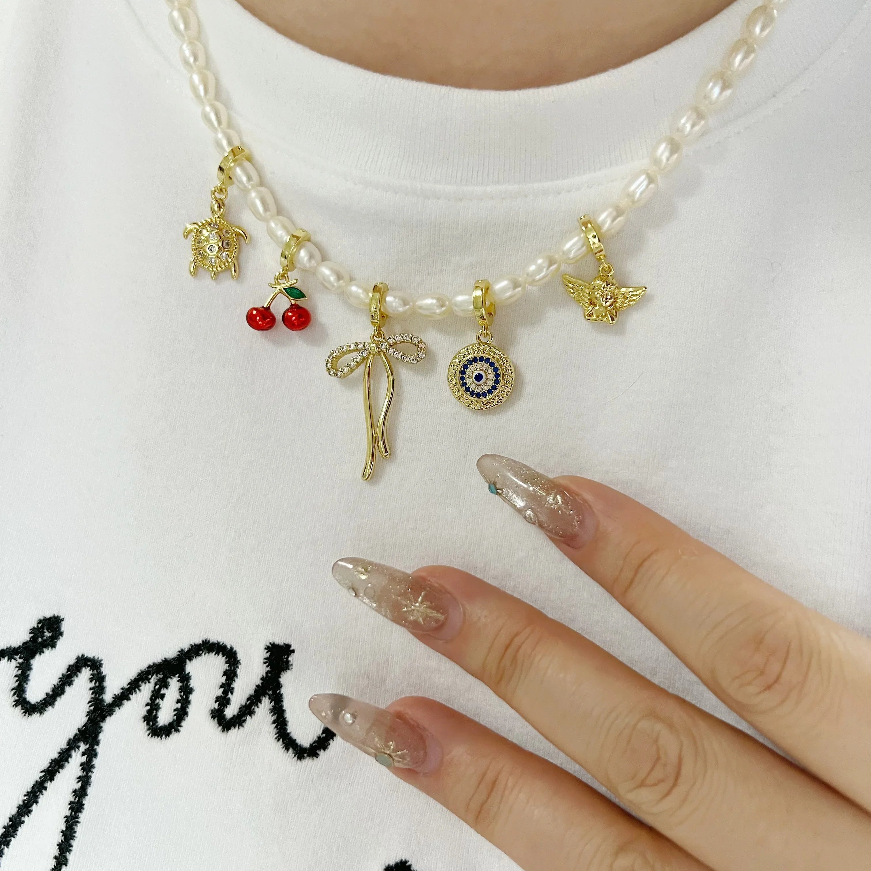 Basic Pearl Charm Necklace - camillaboutiqueshop