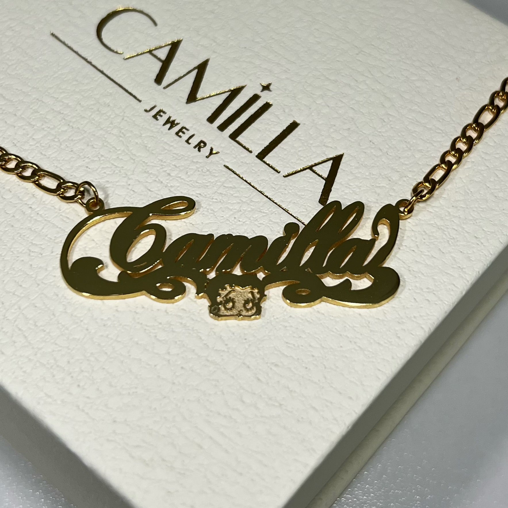 Betty boop custom name necklace - Sterling Silver Version - Camillaboutiqueshop