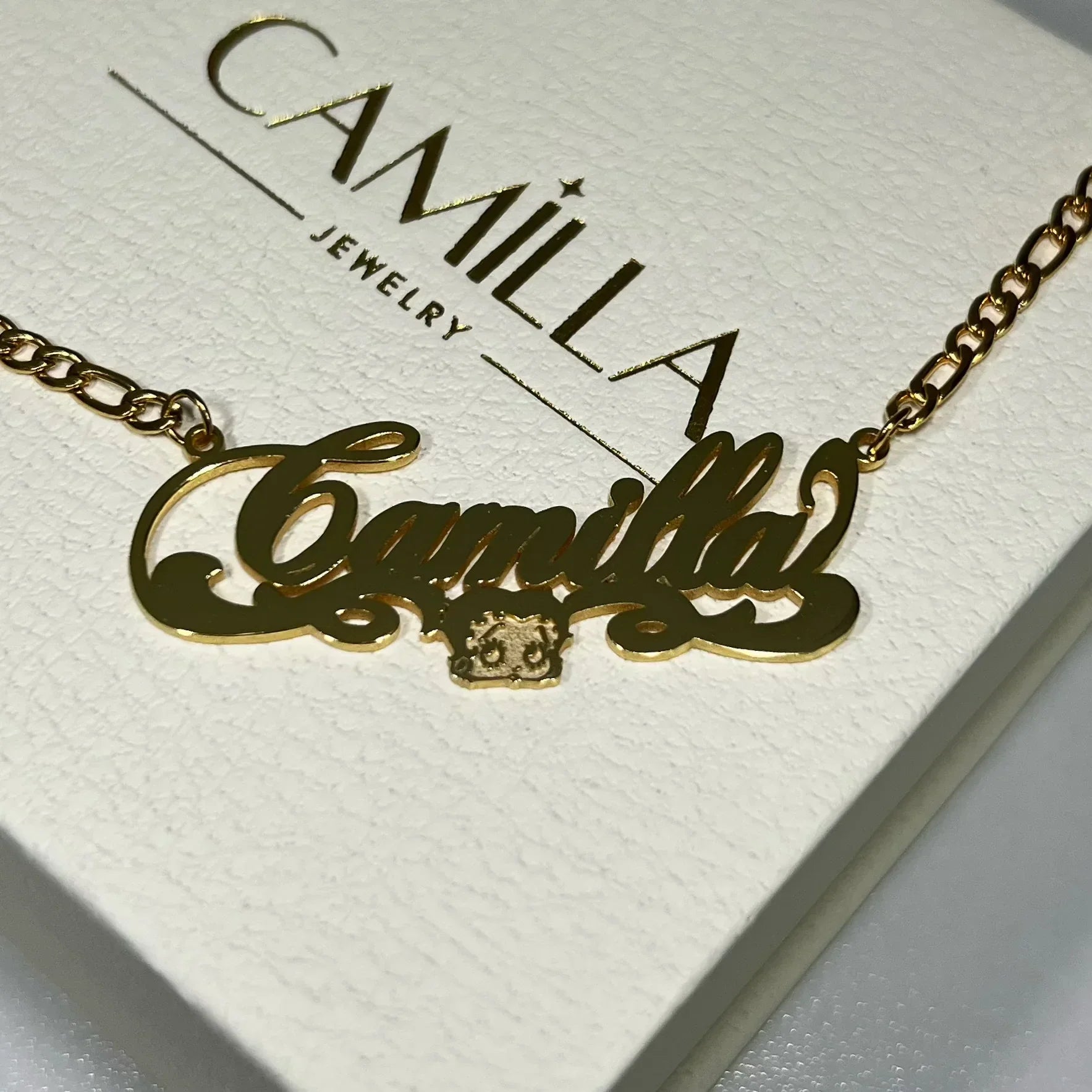 Betty boop custom name necklace - Sterling Silver Version - Camillaboutiqueshop