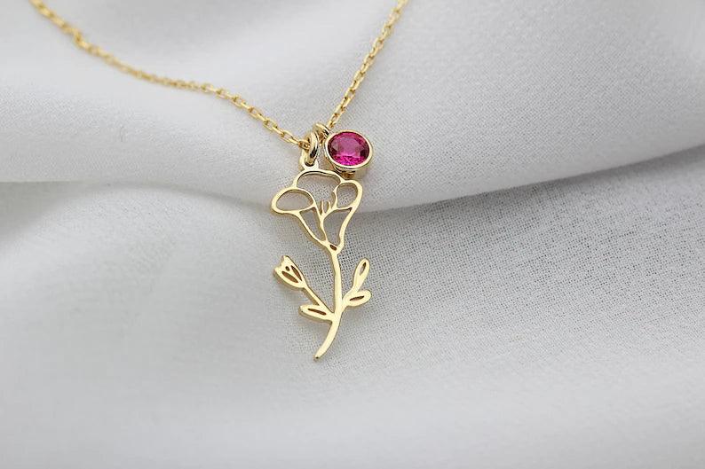 Birth Flower Birthstone Necklace - Camillaboutiqueshop