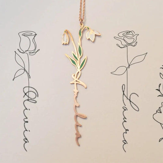 Birth Flower Name Necklace - Camillaboutiqueshop