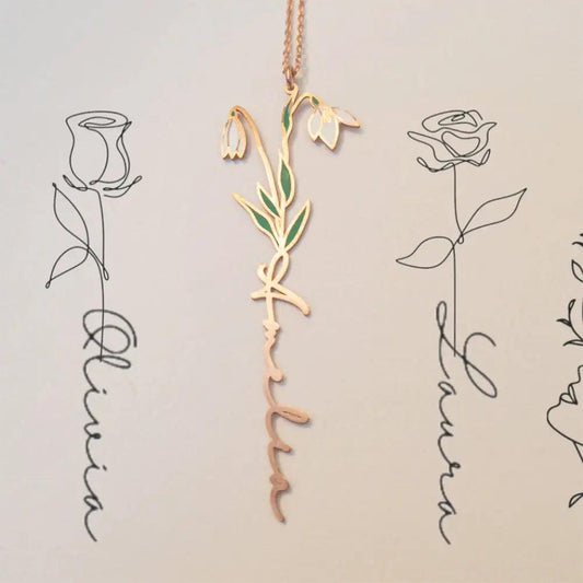 Birth Month Flower Name Necklace - Sterling Silver - Camillaboutiqueco camillaboutiqueshop.com
