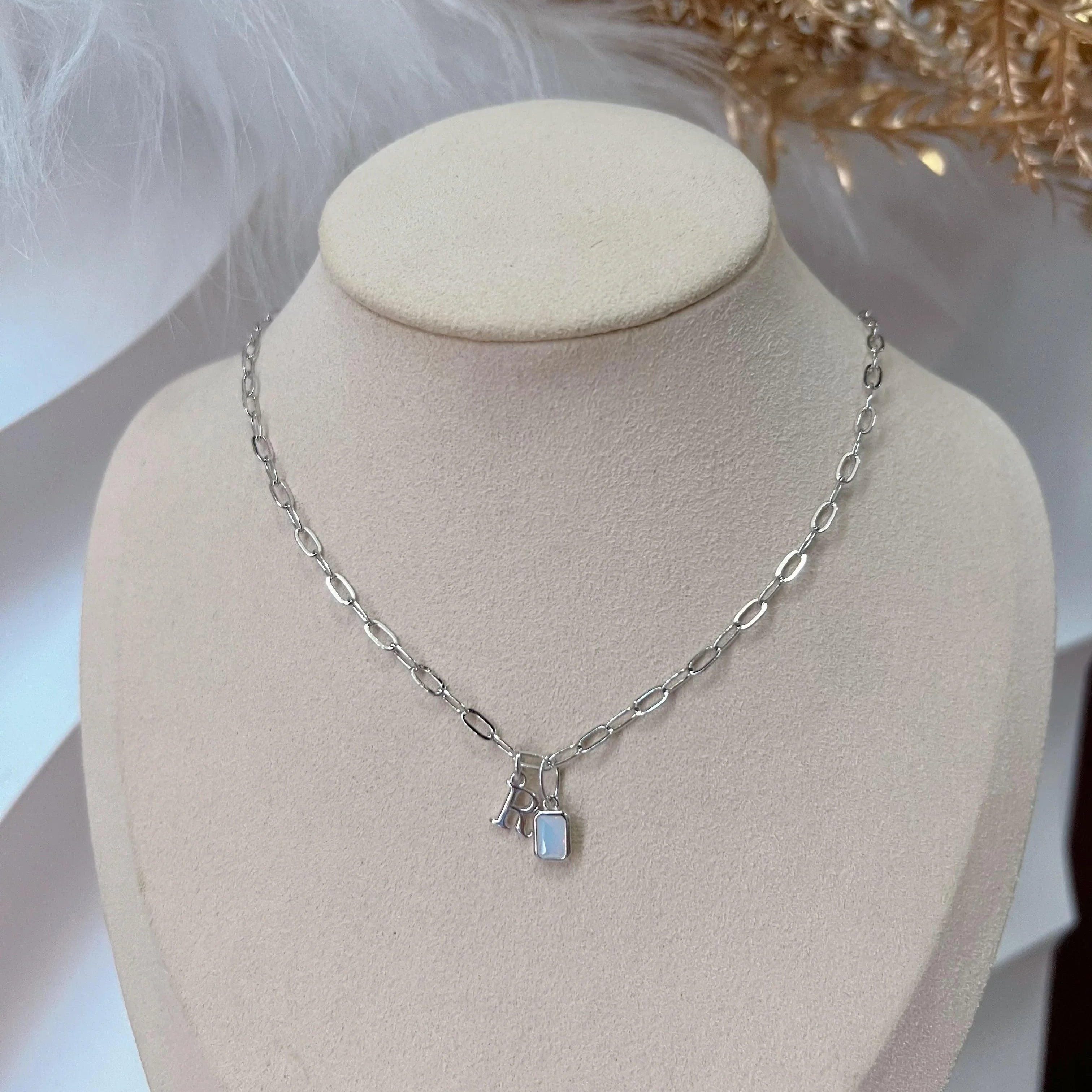 Birthstone Initial Pendant Necklace - camillaboutiqueshop