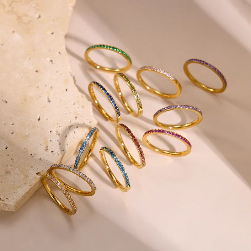 Birthstone Stackable Rings With Custom Name - Camillaboutiqueshop