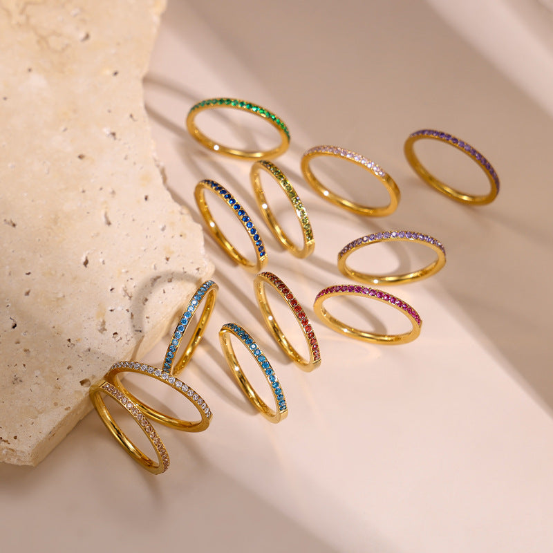  Halo Birthstone Interlock Stacking Ring - Camillajewelry