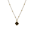 Black Onyx Clover Initial Necklace - Camillaboutiqueshop