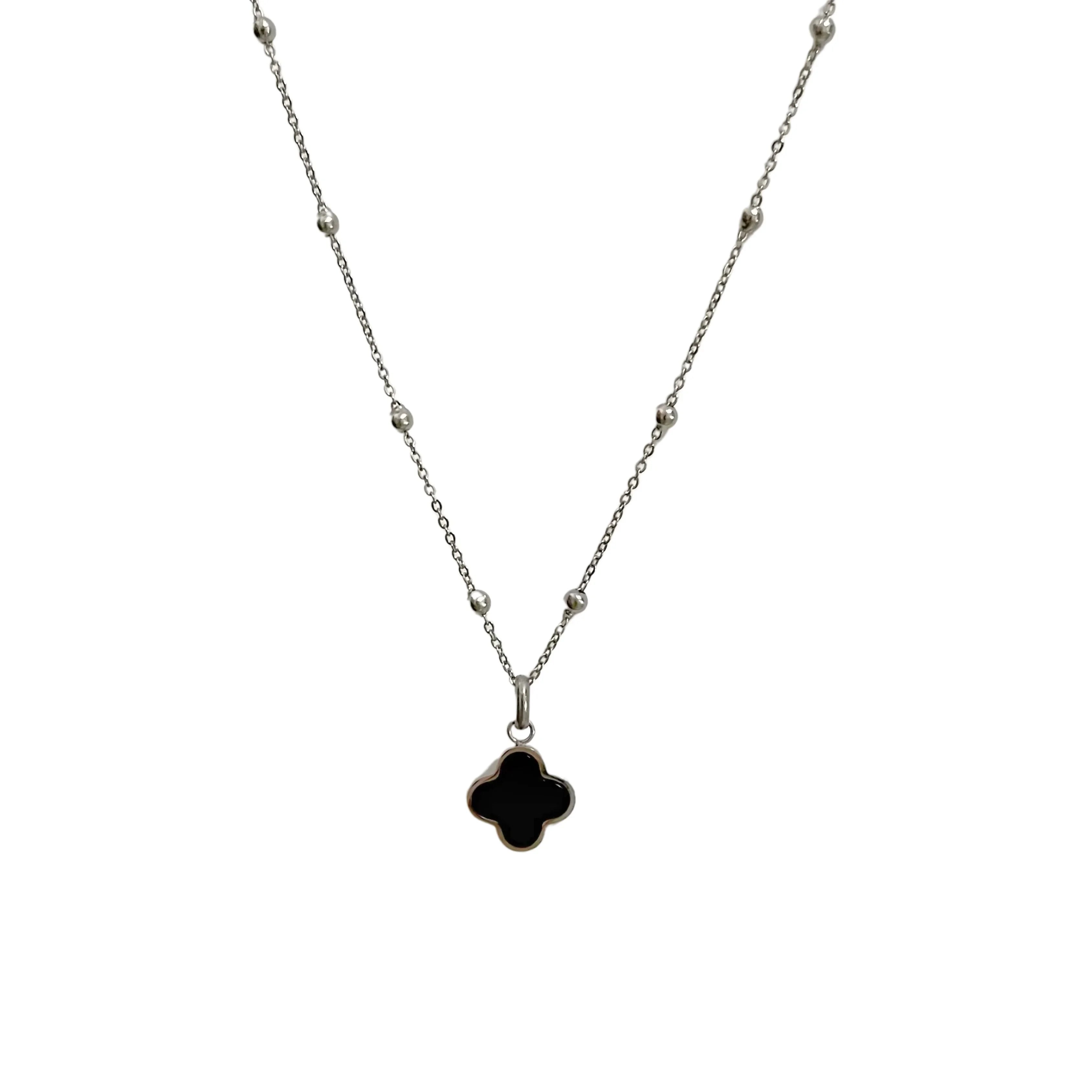Black Onyx Clover Necklace - camillaboutiqueshop