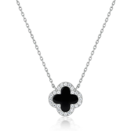 BLACK ONYX DIAMANTE CLOVER NECKLACE - Camillaboutiqueshop