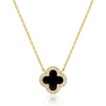 BLACK ONYX DIAMANTE CLOVER NECKLACE - camillaboutiqueshop