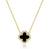BLACK ONYX DIAMANTE CLOVER NECKLACE - camillaboutiqueshop