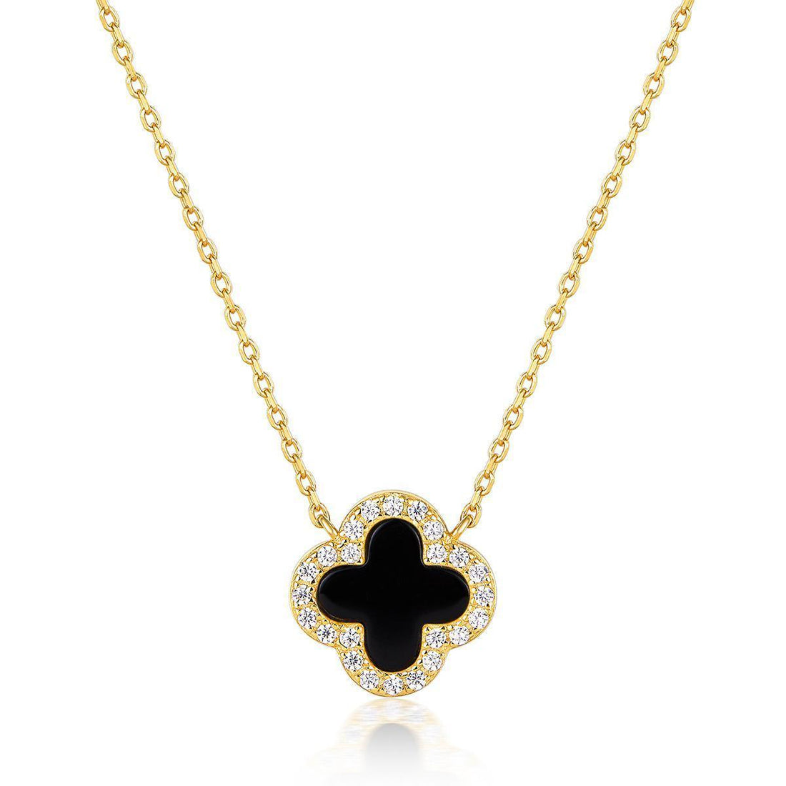 BLACK ONYX DIAMANTE CLOVER NECKLACE - Camillaboutiqueshop