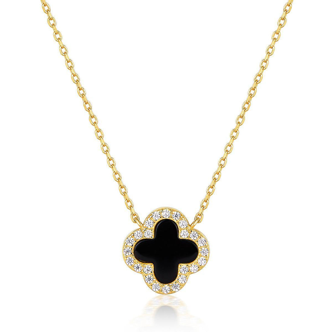 BLACK ONYX DIAMANTE CLOVER NECKLACE - Camillaboutiqueshop