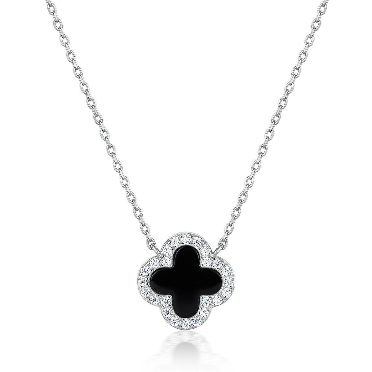 BLACK ONYX DIAMANTE CLOVER NECKLACE - Camillaboutiqueshop