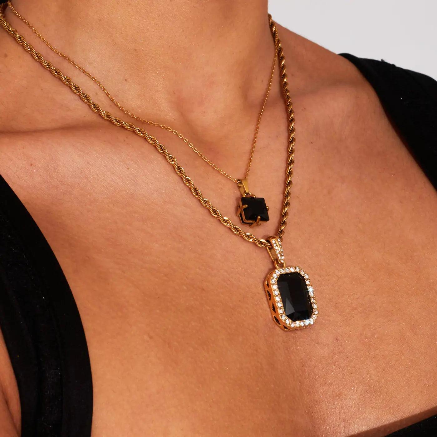 Black Onyx Tablet Pendant Necklace - Camillaboutiqueco camillaboutiqueshop.com