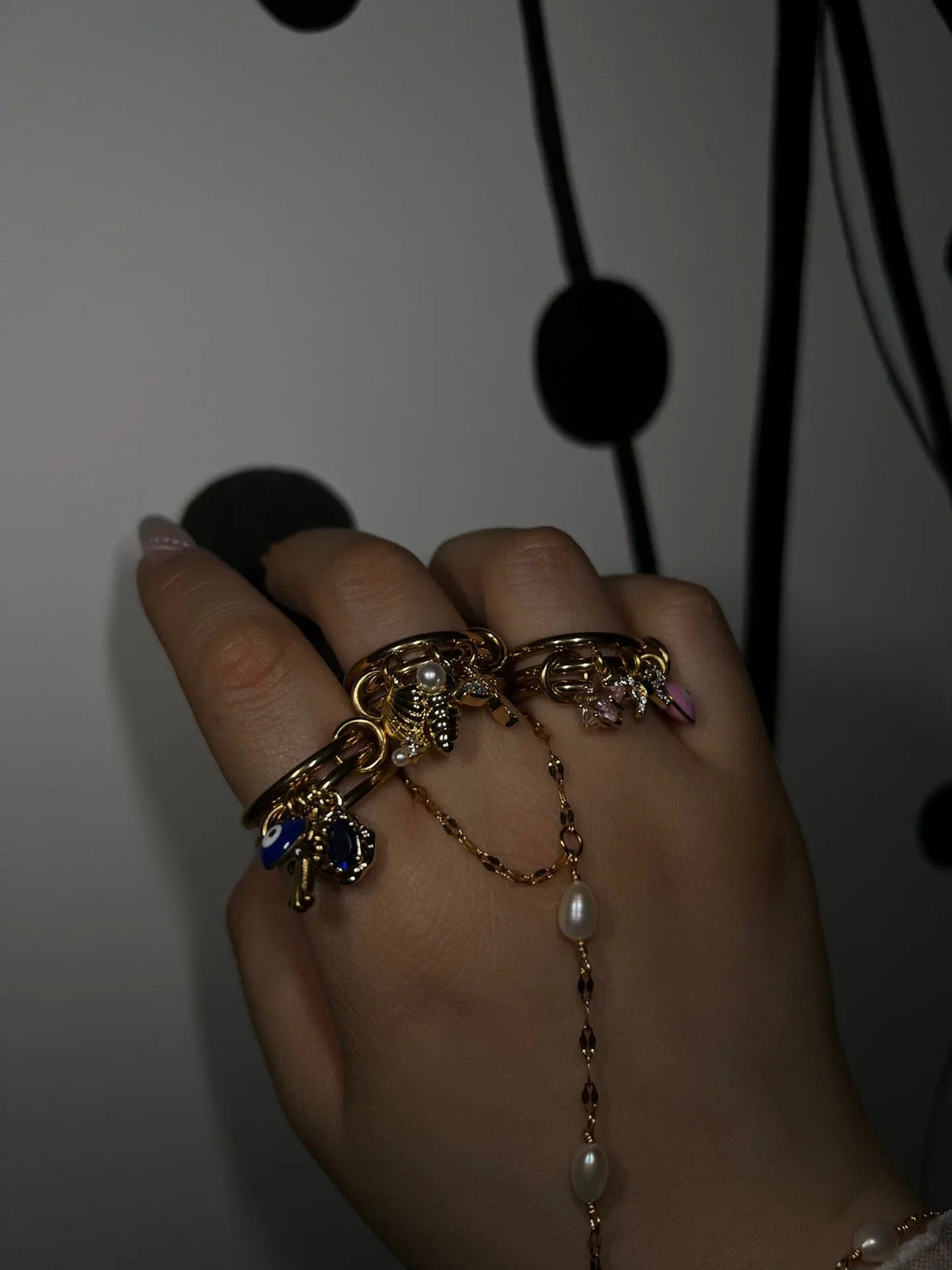 Blue Evil Eye Charm Ring - Camillaboutiqueshop