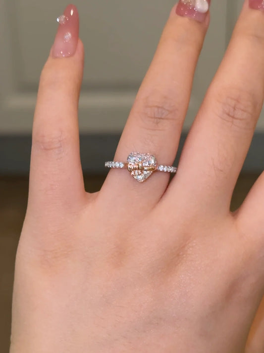 Bow Heart Promise Ring - Camillaboutiqueshop