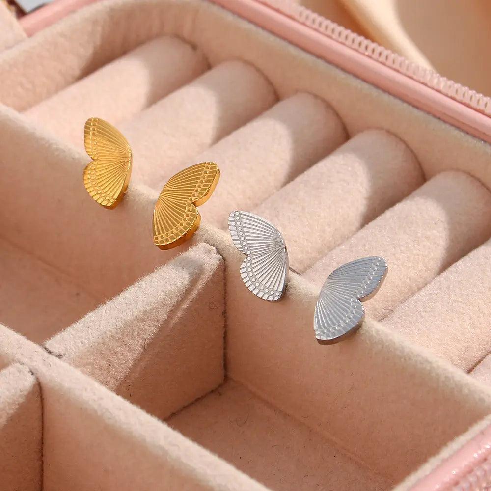 Butterfly Double Piercing Earrings  Gold Half Butterfly Earrings -  CamillaBoutique