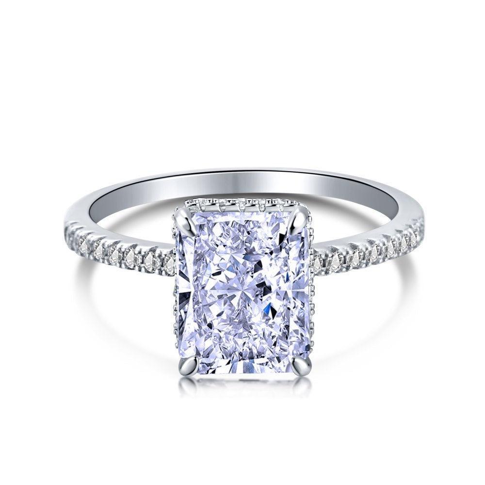 Classic Big Radiant Cut Birthstone Engagement Ring for Women - Camillaboutiqueshop