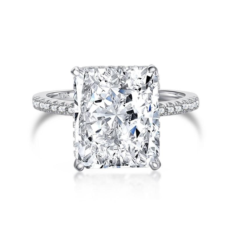 Classic Big Radiant Cut Engagement Ring In Sterling Silver - Camillaboutiqueco camillaboutiqueshop.com