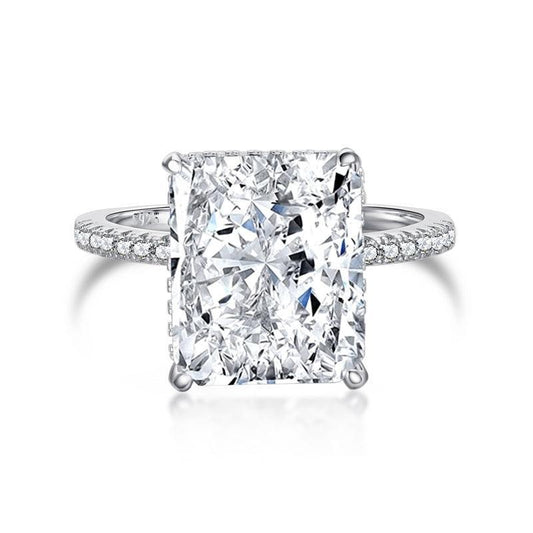 Classic Big Radiant Cut Engagement Ring In Sterling Silver - Camillaboutiqueshop