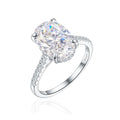 Classic Crushed Ice Oval Cut Half Pavé Solitaire Ring- White - Camillaboutiqueshop