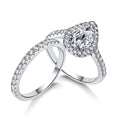 Classic Cubic Zirconia Pear Cut Halo Engagement Ring Set For Her - Camillaboutiqueshop