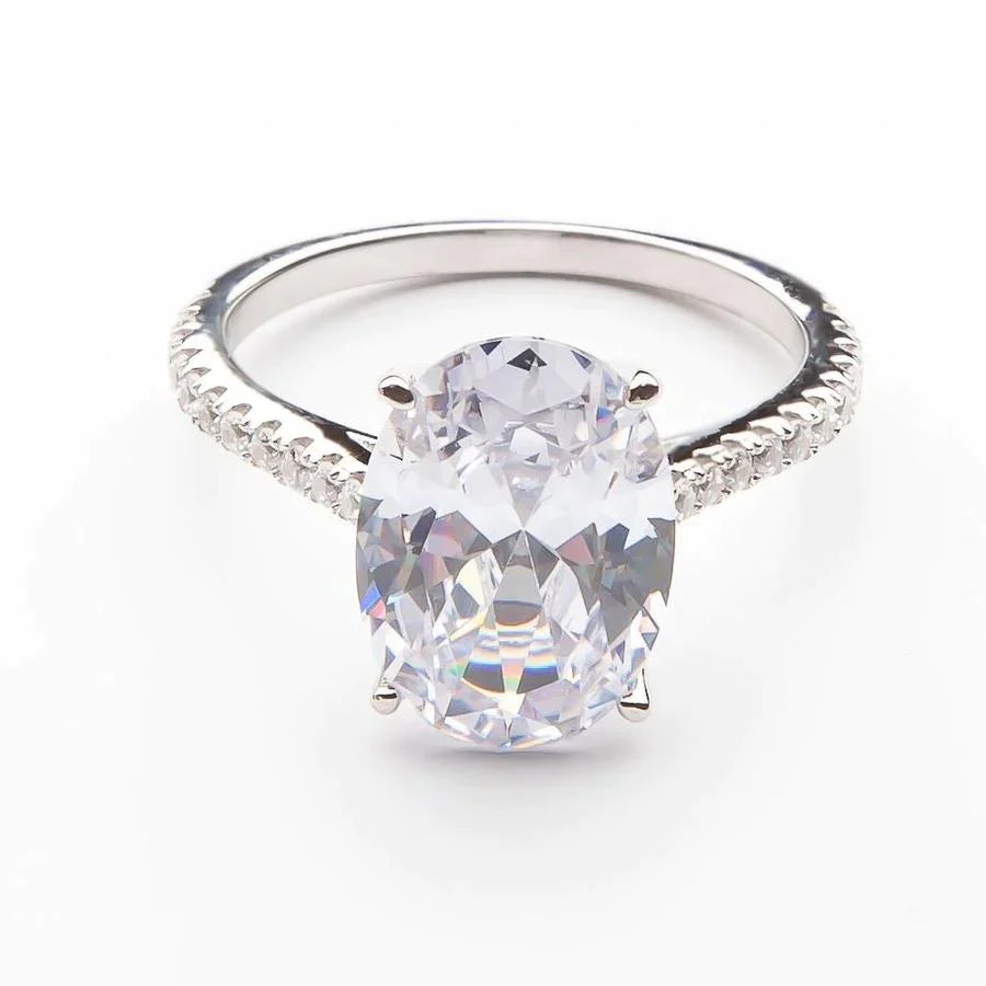 Classic Oval Cut Cubic Zirconia Engagement Ring In White Gold - Camillaboutiqueco camillaboutiqueshop.com