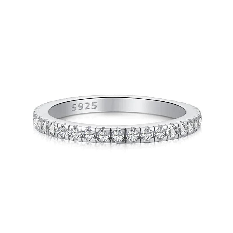 Classic Pave Set Full CZ Eternity Band Ring In Sterling Silver - Camillaboutiqueco