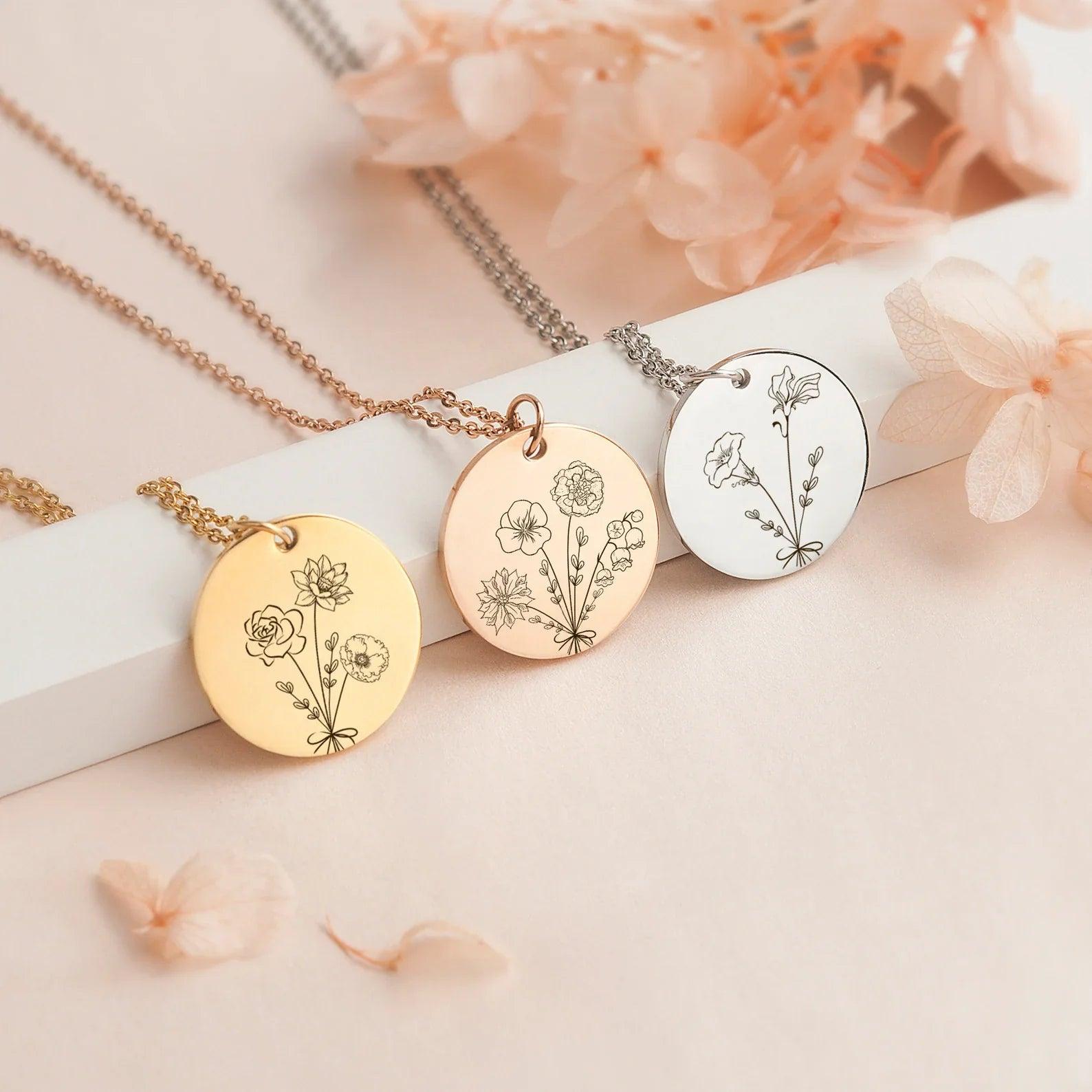 Combined Birth Flower Necklace - Camillaboutiqueshop