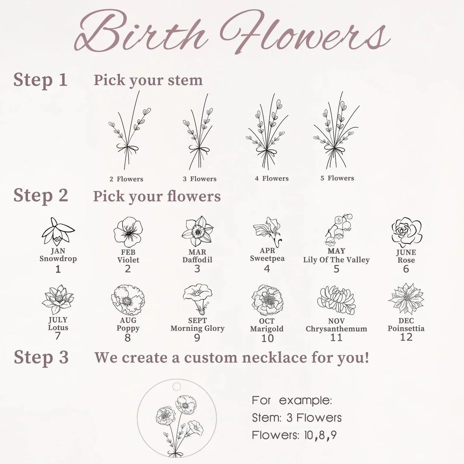 Combined Birth Flower Necklace - camillaboutiqueshop