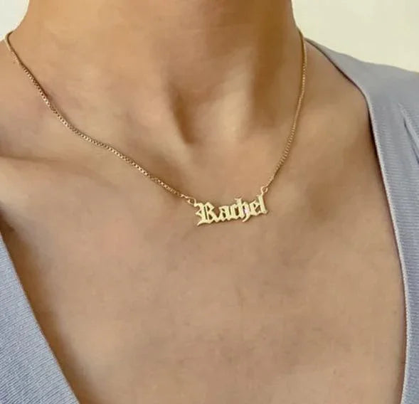 Custom Gothic Old English Name Necklace - camillaboutiqueshop