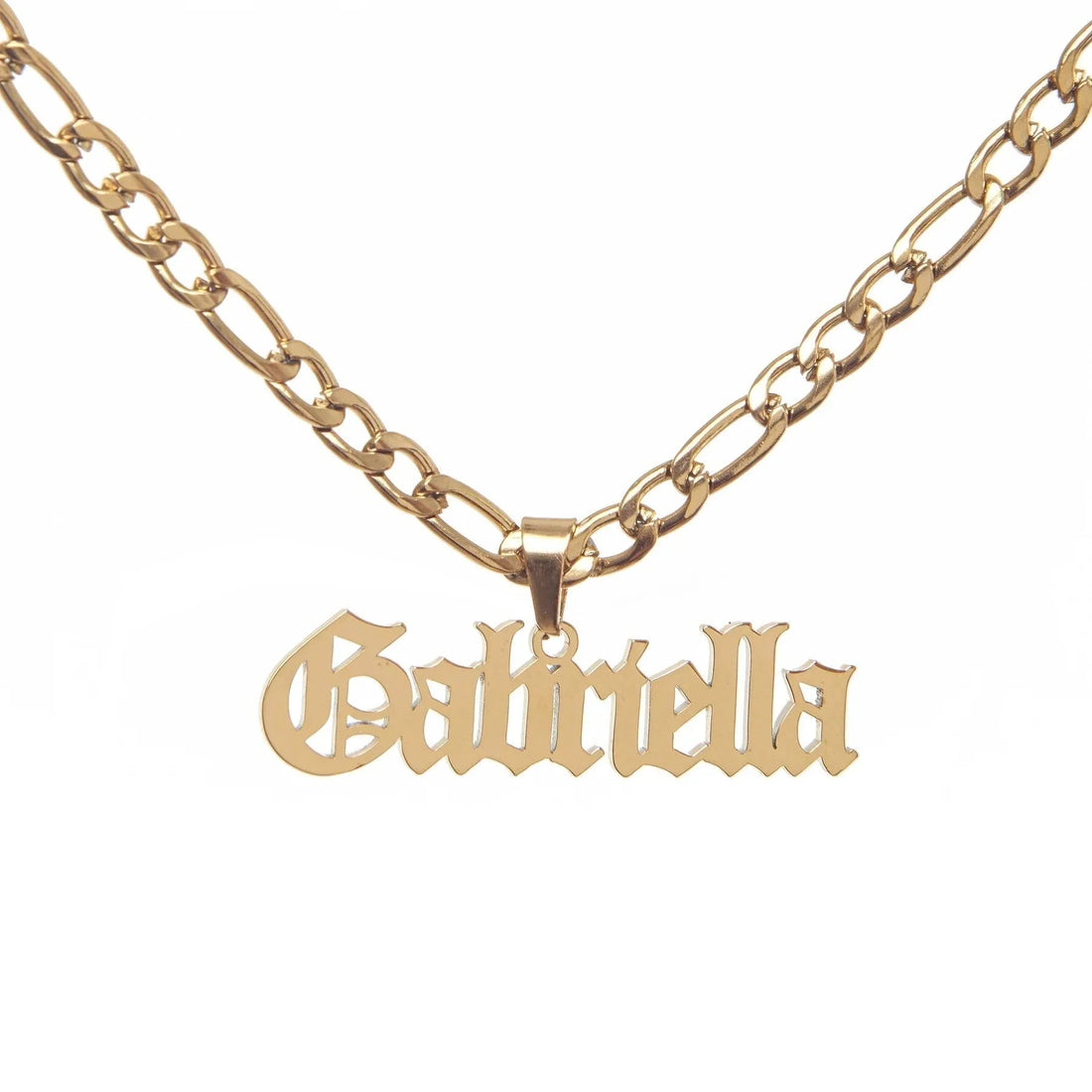 Custom Hanging Name Necklace | Figaro Chain - Camillaboutiqueshop