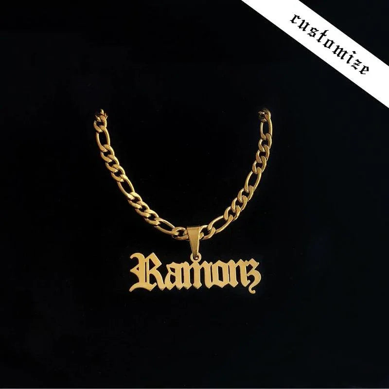 Custom Hanging Name Necklace | Figaro Chain - Camillaboutiqueshop
