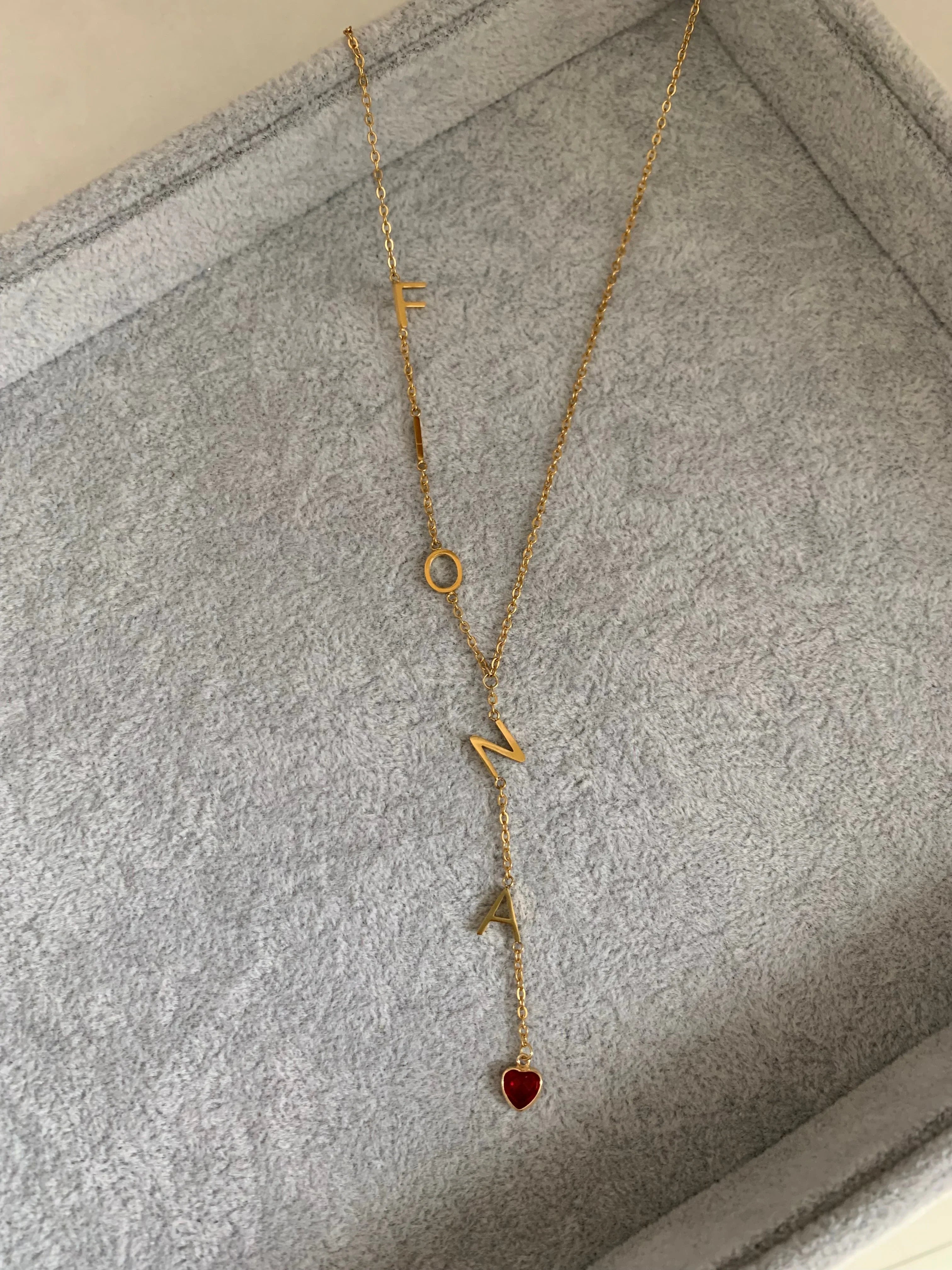 Custom Lariat Name Necklace With Birthstone - Camillaboutiqueshop