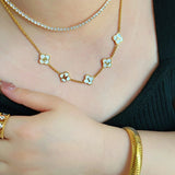 Custom Name Clover Necklace - Mother Of Pearl - camillaboutiqueshop