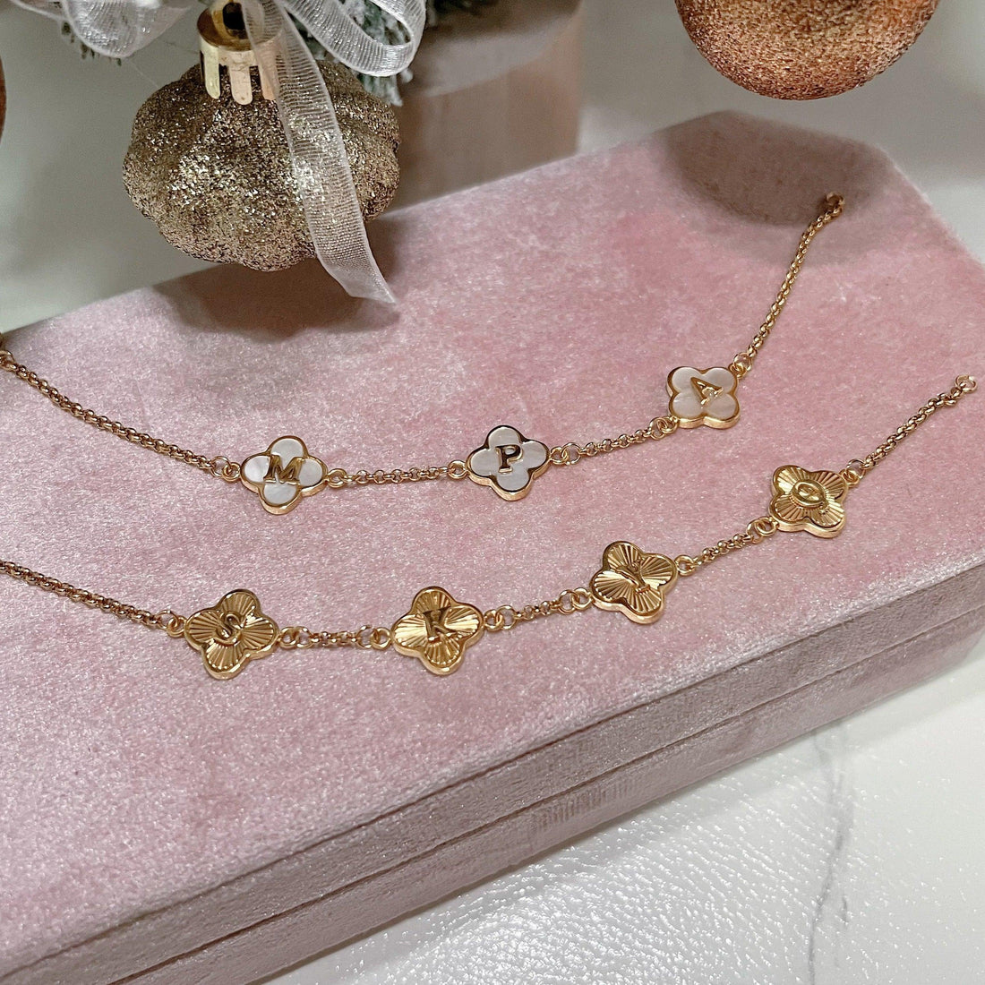 Multi Textured And Pearl Clover Bracelet - camillaboutiqueshop