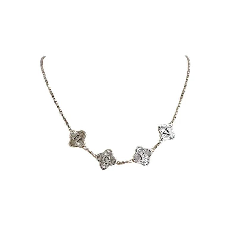 Custom Name Clover Necklace -Textured - camillaboutiqueshop