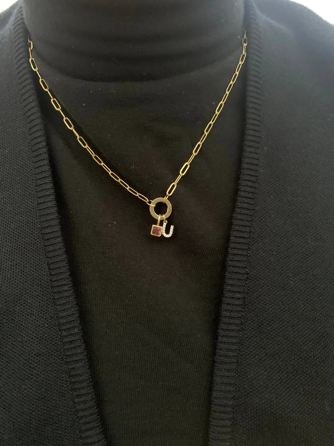 CZ Initial and Birthstone Charm Necklace - Camillaboutiqueshop