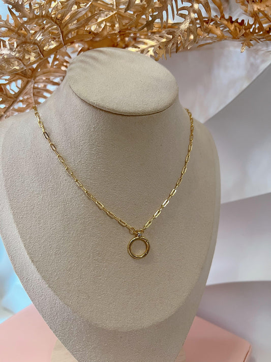 Dainty Rolo Chain Round Clip Charm Necklace - Camillaboutiqueshop