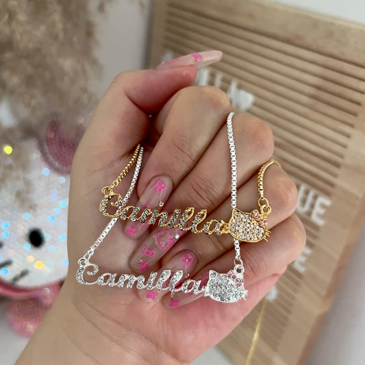 Diamond Kitty Name Necklace - Camillaboutiqueshop