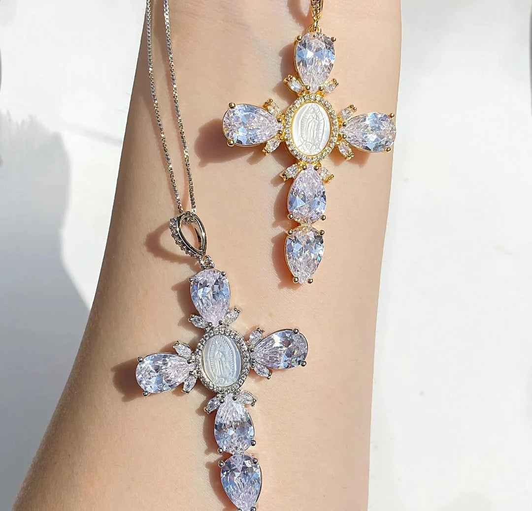 Diamonique Cultured Pearl Cross Necklace, Sterling Silver - QVC.com